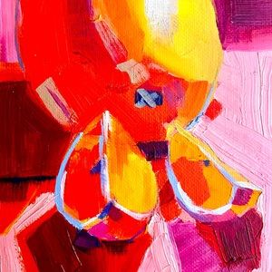 5”x7” Oil painting of oranges on linen panel.